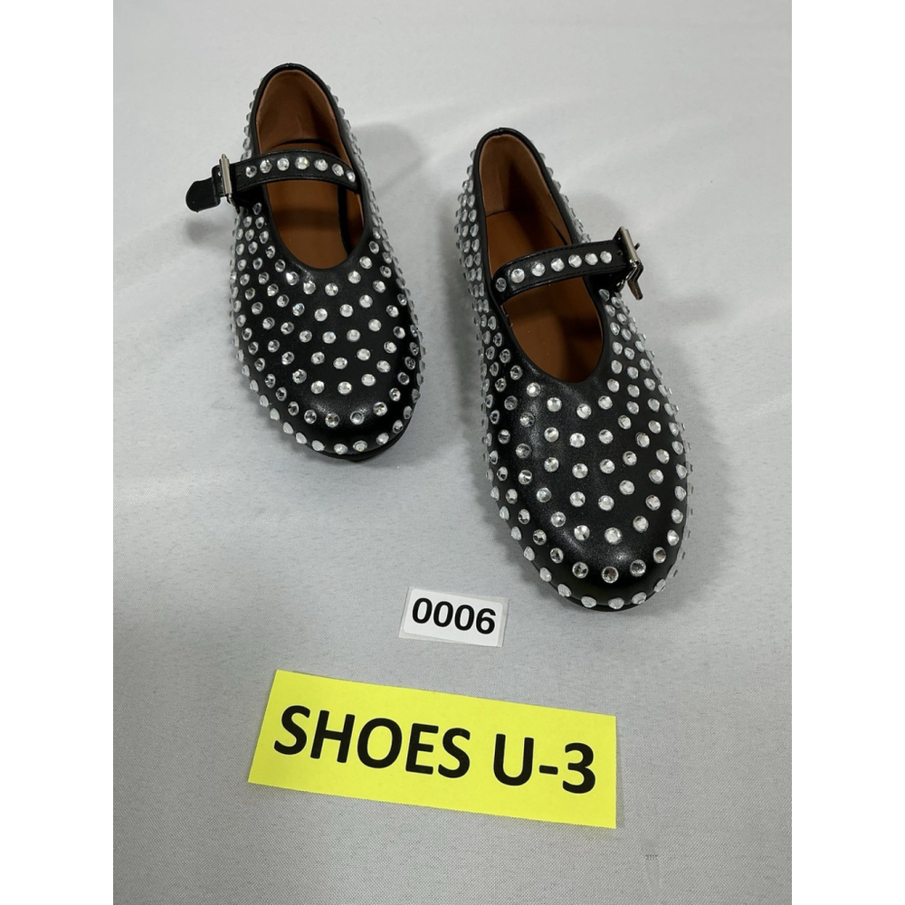 Woman’s NWOT Slip On Mary Jane Flats 7.5 Black Rhinestone Buckle Strap Close